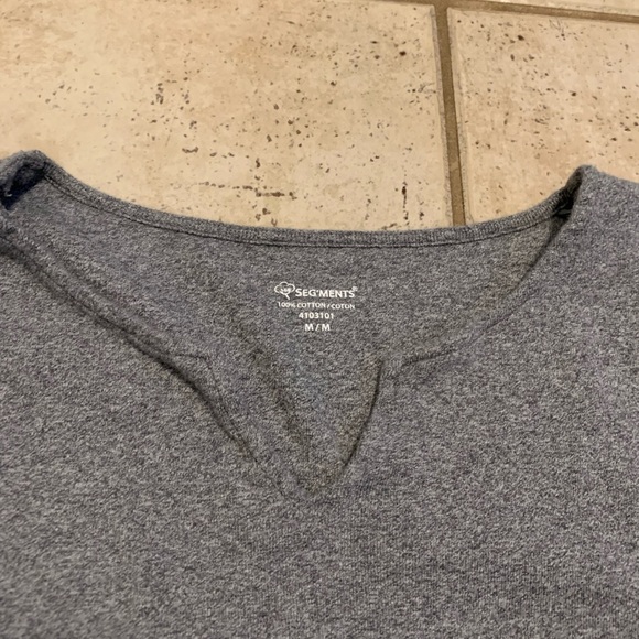Segments Grey 3/4 Sleeve V-Neck Tunic Top - 100% Cotton M/M - Picture 2 of 6